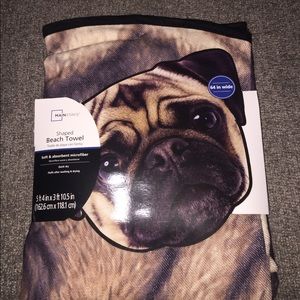 Pug shaped beach towel